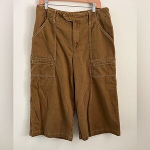 Anthropologie Tan Porter Wide Leg Utility Crop Shorts | Size 14